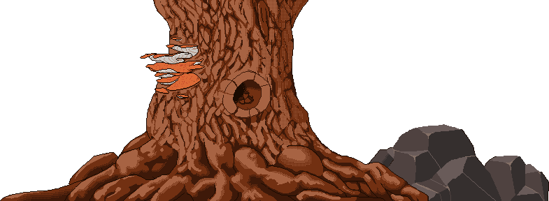 the large tree sprite near the end of the game, where the bird's nest is